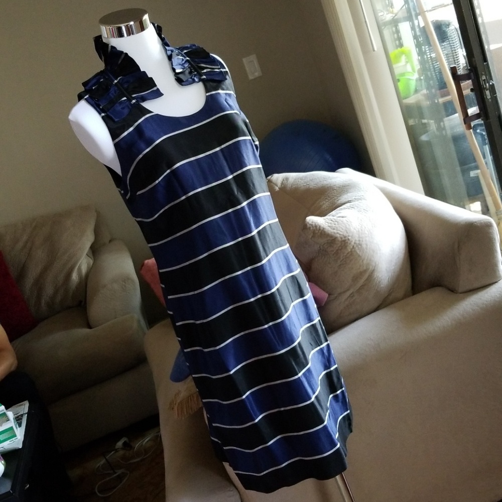 Banana Republic drama collar stripe sheath dress